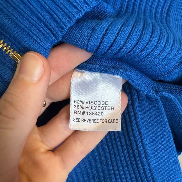 Per Se Cobalt Blue Zip Up Cardigan Sweater - Picture 8 of 8